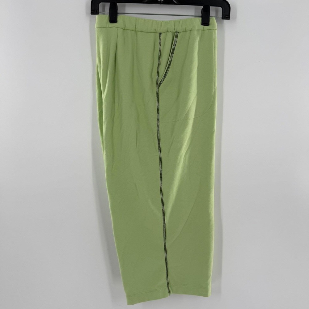 Allison Daley Womens Lime Green Knit Cropped Pants Contrast Stitch Size Large